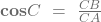 \mathbf{cos}{C}\ =\ \frac{CB}{CA}