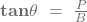 \mathbf{tan}{\mathbit{\theta}}\ =\ \frac{P}{B}