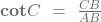 \mathbf{cot}{C}\ =\ \frac{CB}{AB}